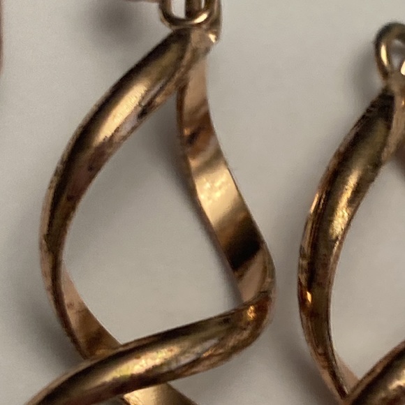 Twisted Swirl Copper Tone Drop Earrings - Picture 3 of 8